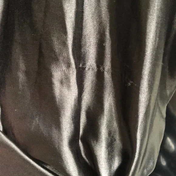 Silky Black Floral Satin Kimono Robe with Pink Accents - Picture 9 of 10